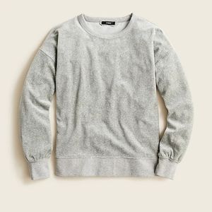 J Crew NWT gray velour crew neck sweatshirt Size Large
